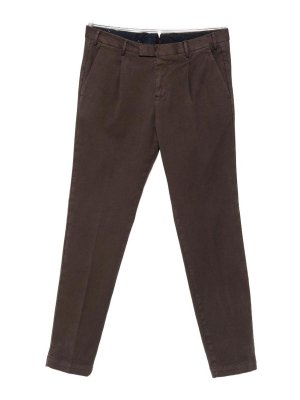 PT TORINO: casual trousers - Brown Smart-Casual Trousers With Pleats