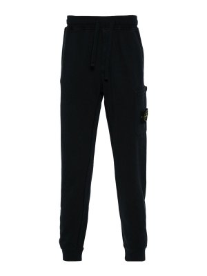 STONE ISLAND: tracksuit bottoms - Navy Cotton Sports Sweatpants