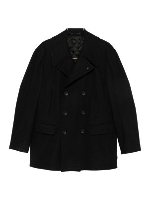TAGLIATORE: knee length coats - Black San Francisco Double-Breasted Wool Coat