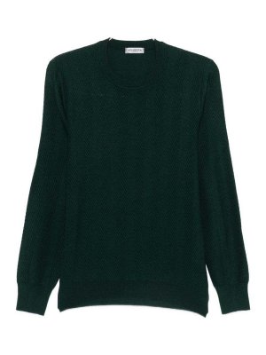 VENGERA: crew necks - Forest Green Wool Crew-Neck Sweater