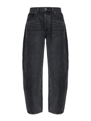 ALEXANDER WANG: straight leg jeans - Anthracite Jeans With Crystal Logo Detail