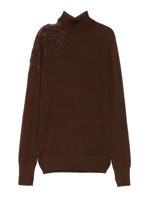ERMANNO SCERVINO: crew necks - Brown Wool Turtleneck Sweater