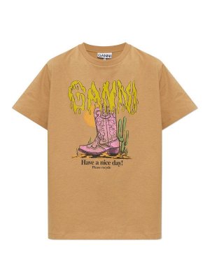 GANNI: t-shirt - T-shirt arancione