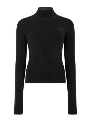 GANNI: Suéteres con cuello pico - Suéter Cuello Redondo - Negro