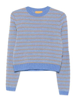 GUEST IN RESIDENCE: crew necks - Delft Blue Striped Pure Cashmere Sweater