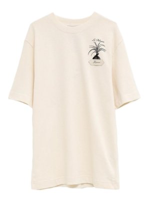 JACQUEMUS: t-shirts - Black Cotton T-Shirt With Palmier Print