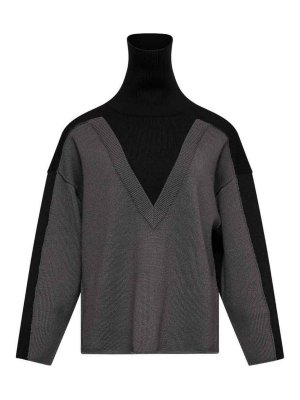 MM6 MAISON MARGIELA: crew necks - Black And Grey Wool Turtleneck Sweater