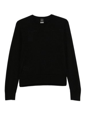 Pinko: maglia collo rotondo - Maglione girocollo in lana nera Lourdes