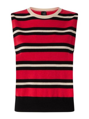 Pinko: maglieria gilet - Gilet di lana scozzese con rosso e nero