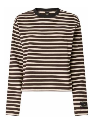 Pinko: t-shirts - Mirtilla Striped Cotton Knit