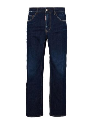 DSQUARED2: shirts - Mens Dark Blue Long Jeans With Wash Effect