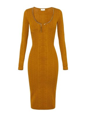 ELISABETTA FRANCHI: Robe longueur genou - Robe Au Genou - Marron