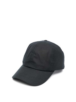 BARBOUR: hats & caps - Navy Waxed Cotton Baseball Cap