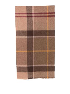 BARBOUR: scarves - Rosefield Tartan Brown Wool Scarf