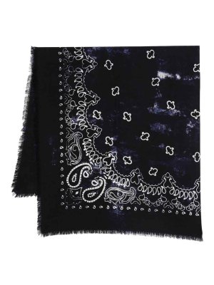 DESTIN: scarves - Jilqua Navy Blue Wool Scarf