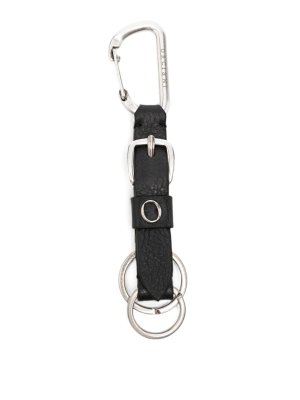 ORCIANI: key holders - Black Lagoon Leather Keychain With Carabiner