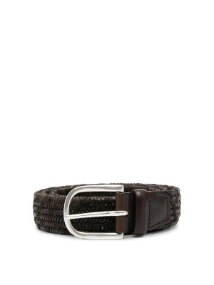 ORCIANI: belts - Brown Melange Braided Leather Belt By