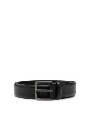 ORCIANI: belts - Black Monaco Leather Belt