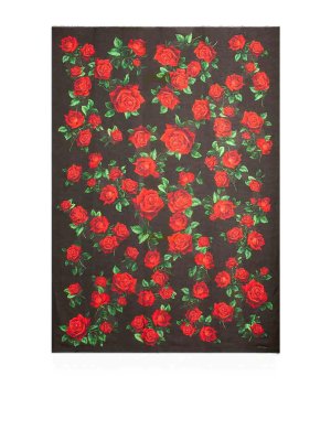 DOLCE & GABBANA: scarves - Modal And Cashmere Scarf With Rose Motif