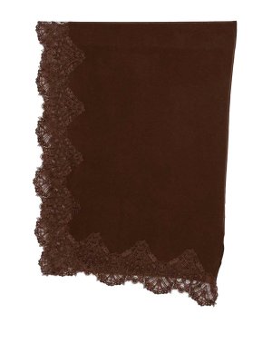 ERMANNO SCERVINO: scarves - Brown Cashmere Scarf With Lace Details