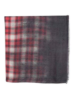 Pinko: scarves - Rueda Red Checked Scarf With Beige Shades