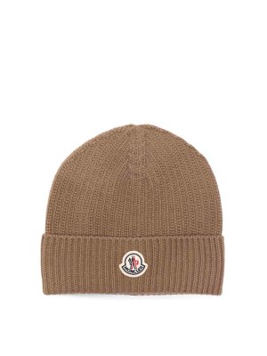 MONCLER: ニットキャップ - ビーニー帽 - ブラウン