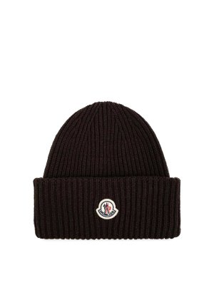 MONCLER: ニットキャップ - ビーニー帽 - ブラウン