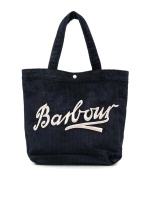 BARBOUR: totes bags - Mini Carrick Navy Cord Tote Bag
