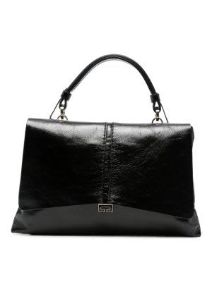 LORISTELLA: totes bags - Kendal Black Leather Top-Handle Bag