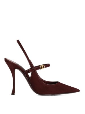 DOLCE & GABBANA: court shoes - Burgundy Suede High-Heel Slingback Pumps