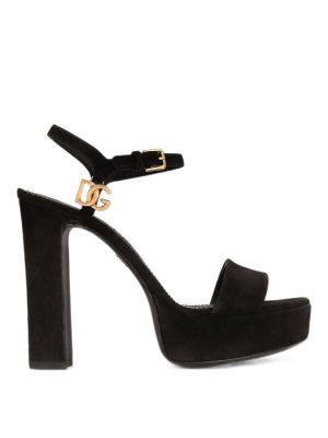 DOLCE & GABBANA: sandals - Black Suede Platform Heeled Sandals
