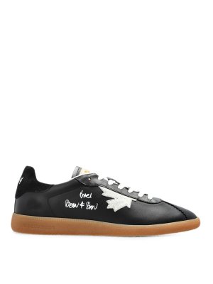 DSQUARED2: trainers - Black Leather Sneakers With White Laces