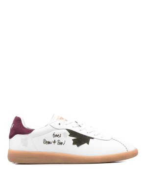 DSQUARED2: trainers - White Leather Sneakers With Burgundy Heel Tab