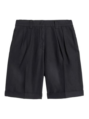 ASPESI: Trousers Shorts - Blue Pleated Bermuda Shorts