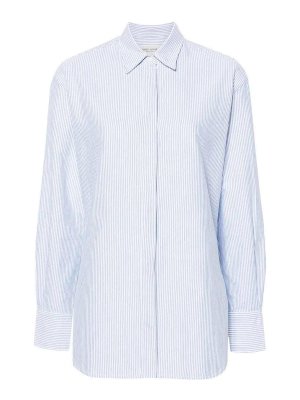 GOLDEN GOOSE: shirts - Blue Striped Oxford Shirt