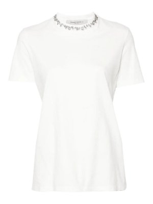 GOLDEN GOOSE: t-shirts - White Rhinestone T-Shirt