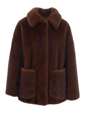 HERNO: cappotti al ginocchio - Cappotto Giaccone Pelliccia  Moro