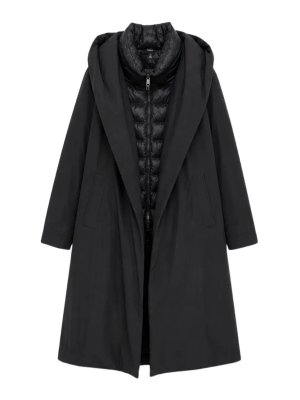 HERNO: padded jackets - Long Black Hooded Down Coat