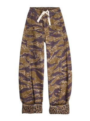 R13: casual trousers - Green Camo Reversible Utility Pants