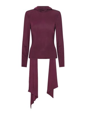 ROTATE Birger Christensen: crew necks - Burgundy Bow Neck Sweater