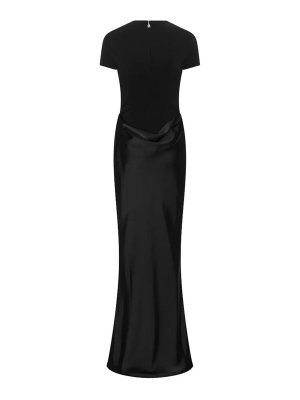 ROTATE Birger Christensen: evening dresses - Black Draped Maxi Dress