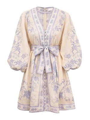 ZIMMERMANN: short dresses - Indra Cream Lilac Mini Dress