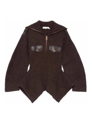 ZIMMERMANN: Strickpullover mit Rundhalsausschnitt - Rundhalspullover - Braun