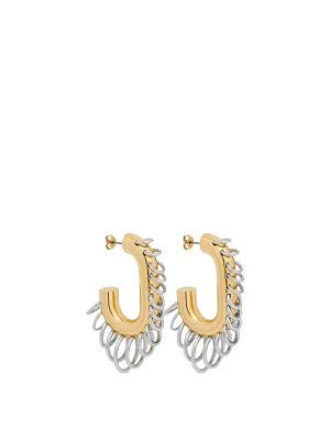 RABANNE: Earrings - Punk XL Link Gold Silver Earrings