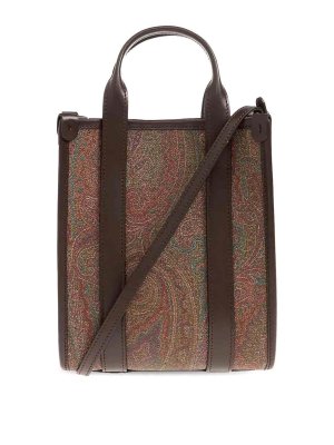 ETRO: shopper - Borsa Tote Shopping Xs Paisley Brown