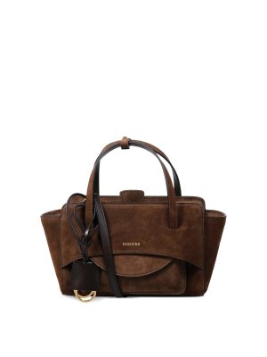 HIDESINS: clutches - Flap S Suede Chocolat Bag