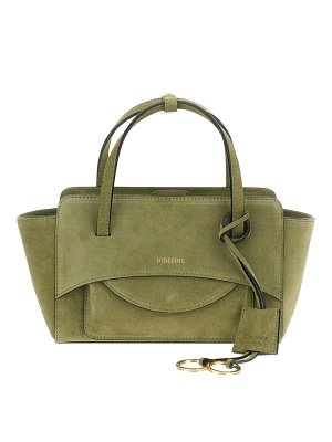 HIDESINS: clutches - Flap S Suede Olive Bag
