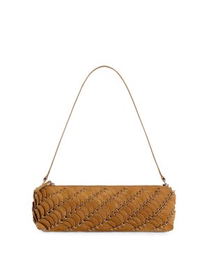 RABANNE: totes bags - Camel Gold Mini Shoulder Bag