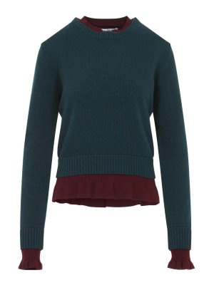 Acne Studios: Strickpullover mit Rundhalsausschnitt - Rundhalspullover - Dunkelgrün