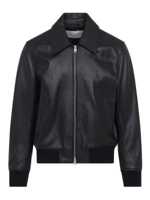 AMI PARIS: leather jacket - Zipped Leather Jacket